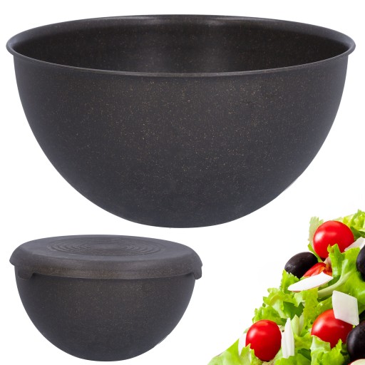 PLASTOVÁ KUCHYŇSKÁ MISKA S POKROKOM, HNEDÁ, BIO, 29 CM NA ŠALÁT, ČIPESKY, 6L
