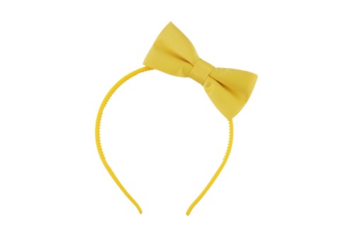 Elegantná, hladká, polomatná čelenka s mašľou, ŽLTÁ
