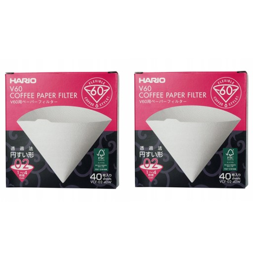 Hario papierové filtre na prekvapkávanú kávu V60 VCF-02 biele 2 balenie x 40 ks (BOX)