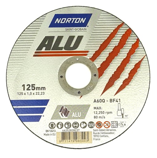 Norton A60Q-BF41 kotúč na rezanie hliníka 125x1,0mm 1 ks.
