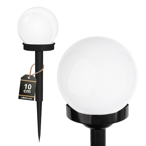 Solárne záhradné svietidlo BIELA GUĽA s hrotmi 10 cm LED