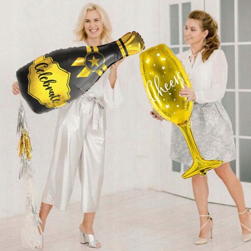 Fóliový balónik Fľaša ŠAMPANSKÉHO a GLASS 1-99 narodeninová svadobná dekorácia HEL