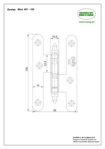 Odnímateľný záves dverí Mosadz Ľavý 100x58mm Chróm