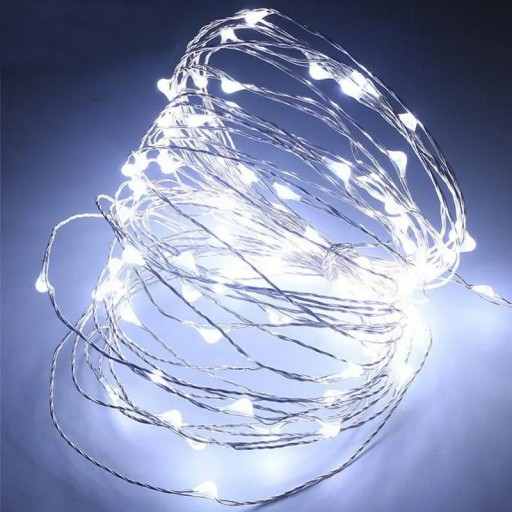 LED LAMPY DRÔTOVÉ NA DEKORACIU GARLANDA NA BATÉRIU STUDENÁ BIELA 20 LED 2 ks