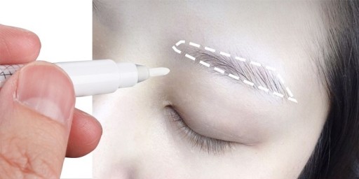 Biela fixka na permanentný make-up obočia s pravítkom Prima Derma