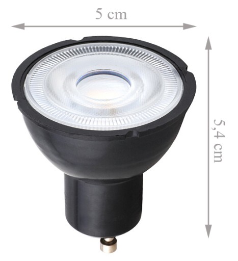 GU10 7W čierna LED žiarovka, 500lm, neutrálna farba