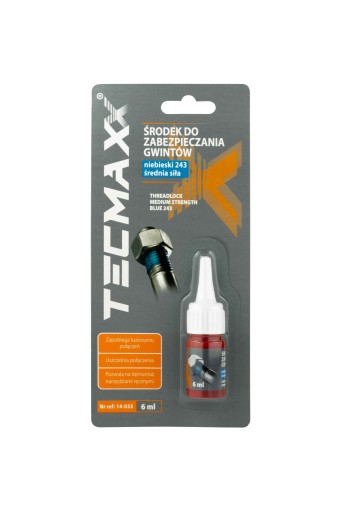 Modré lepidlo na skrutky 6ml - stredné TECMAXX