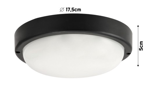 LED stropné svietidlo pre garáž v suteréne LED okrúhle 15W 6000K IP54 čierne
