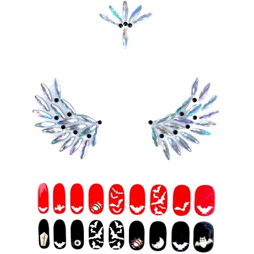 KRYŠTÁLY na tvár BAT HALLOWEEN NAILS