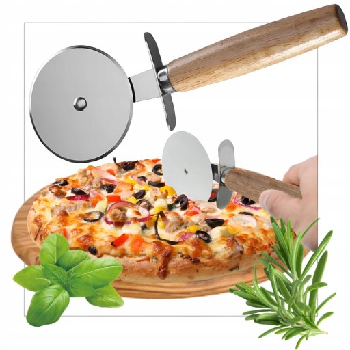 okrúhly nôž na pizzu okrúhly na REZANIE PIZZY DREVENÁ RÚČKA