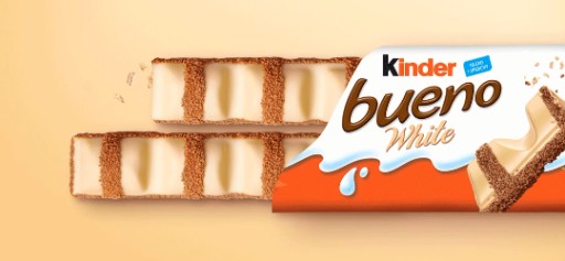 5 x Kinder Bueno biela oblátková tyčinka, biela čokoláda, lieskovoorieškový krém, 39 g