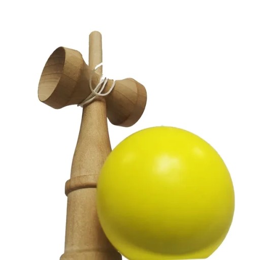 KENDAMA DREVENÁ ZRUČNOSTNÁ HRA, ŽLTÁ