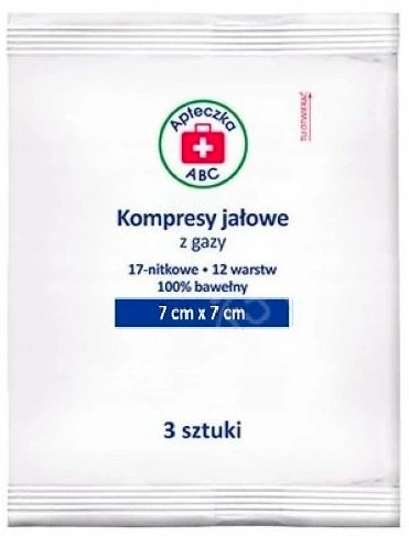 Komprimujte sterilný gázový obväz 17 nits. 7 x 7 cm x 3