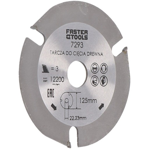 WIDIA KOTOUČ NA REZANIE DREVA 125 mm 3 ZUBY PRE REZNÚ UHLOVÚ BRÚSKU