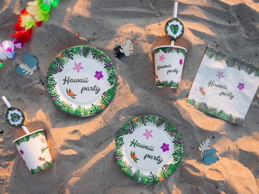 Hawaii Party Hawaiské narodeninové taniere 18cm 6ks