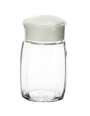 Sklenená nádoba, dávkovač korenia, 100 ml, biela