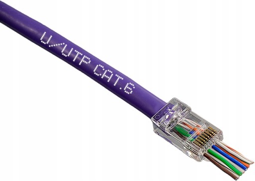 10x zástrčky, konektory, RJ45 terminály, Pass-Through RJ kategórie 6 do UTP LAN kábla, 10 ks.