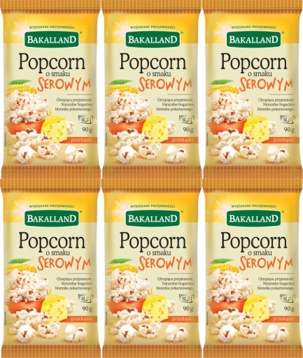 Bakalland syrový popcorn do mikrovlnky 90g x6