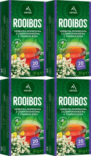 Bylinkový čaj vo vrecúškach Astra Rooibos baza čierna 20 ks x4