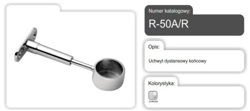 KONCOVÝ DIŠTANČNÝ DRŽÁK PRE POTRUBIE, MAT ČIERNA R-50A/R/CZ AMIX
