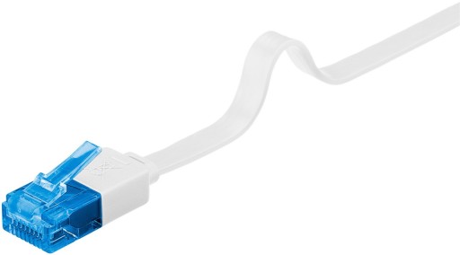 Sieťový patch kábel LAN RJ45 cat.6A plochý U/UTP, biely 0,5 m