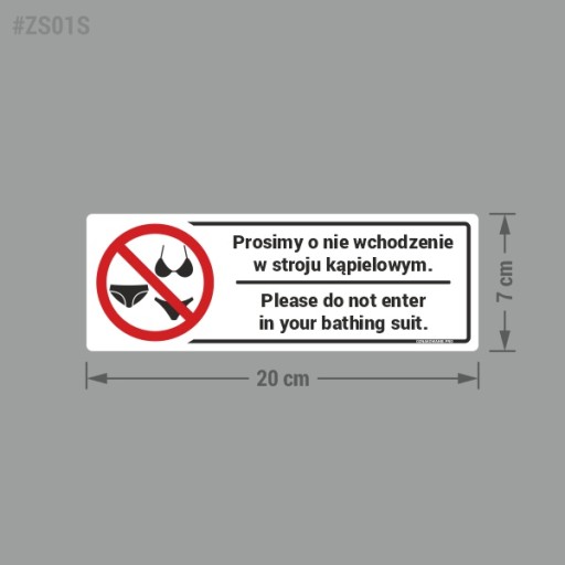 Zákaz vstupu v plavkách – nálepka 7x20