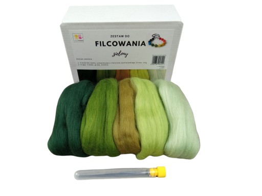 Merino vlna, sada farieb, 3 ihlice: zelená