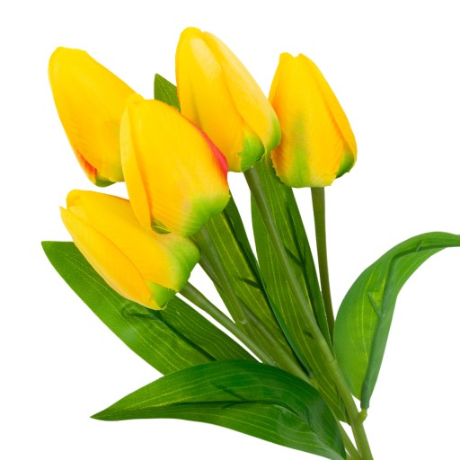 TULIPÁNOVÁ KYTICA Z PENOVÝCH TULIPANOV X5 ŽLTÉ UMELÉ TULIPANY V KYTICI