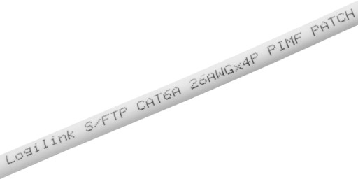 Cat.6A PIMF prepojovací kábel tienený RJ45-RJ45 1:1 Cu AWG26 biely 0,25m