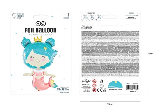 Fóliový balón Mermaid Ocean Shells narodeninová oslava 58cmx98cm