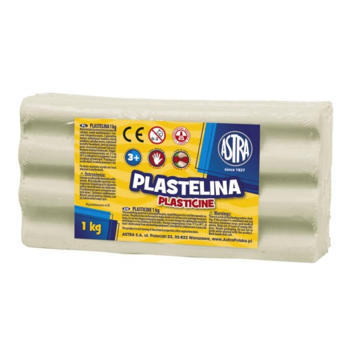 Modelárska školská plastelína, veľká, 1kg, biela ASTRA