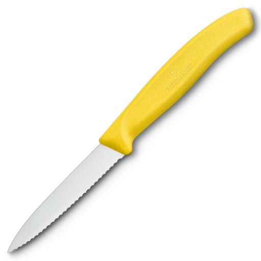 VICTORINOX - Nôž na zeleninu a ovocie - Zúbkovaná čepeľ 8 cm - Žltý
