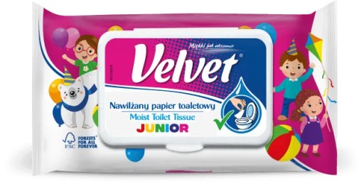 VELVET JUNIOR vlhčený toaletný papier, 48 kusov