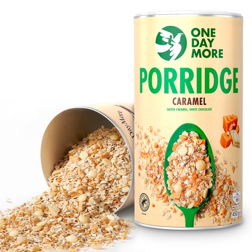 OneDayMore Karamelová ovsená kaša TUBA 450g proteín 12g