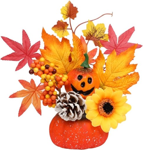 Dekorácia ornament Jesenná Halloween tekvica javorové listy mix žalude