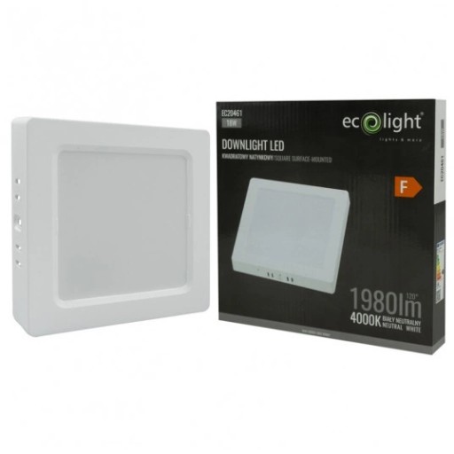 Prisadené štvorcové LED svietidlo 22x22 cm 18W 4000K + napájací zdroj