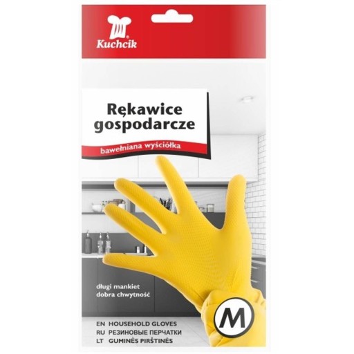 Rukavice do domácnosti, opakovane použiteľné gumené rukavice, žlté, veľkosť M