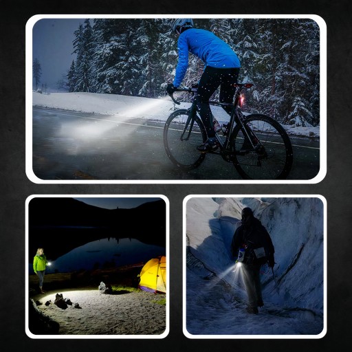 LED CYKLISTICKÁ LAMPA NA BICYKEL, NA RIADTIKÁ, VÝKONNÁ, NABÍJACIA, USB + ZADNÁ