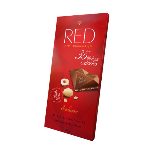 MLIEČNA čokoláda bez cukru s NUTS Red 100g