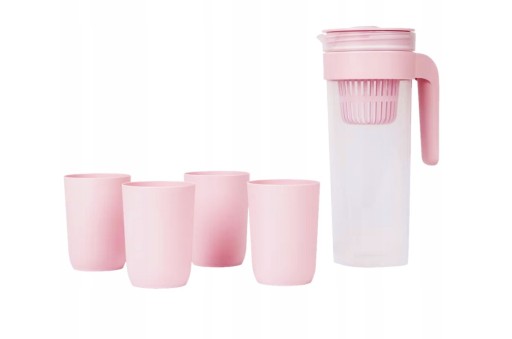 RUŽOVÉ PIKNIKOVÉ SET HRNÍČKY + FILTRAČNÝ džbán