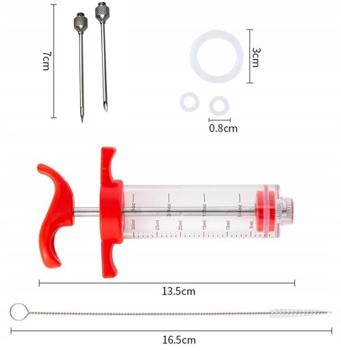 Striekačka na nakladanie, postrek mäsa s marinádou 30ml, INJEKTOR S 2 IHLAMI