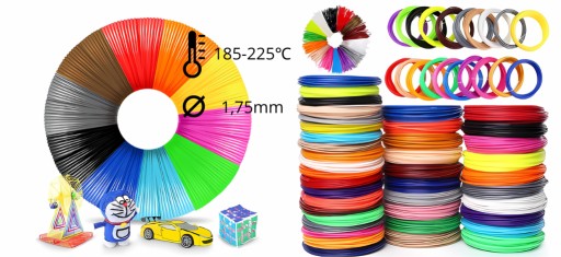 PLA FILAMENT DO 3D PERÁ NÁPLNE NÁPLNE DO 3D PERO 100M 20 FAREB