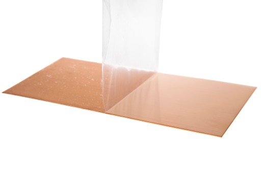 Medený plech medený plech 200x50x0,8mm OBOJSTRANNÁ OCHRANNÁ FÓLIA