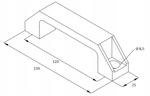 RÚČKA, V-SLOT RÚČKA 120mm M8 PRE PRIEMYSELNÉ PROFILY PÁSKY OTVORY 8,5