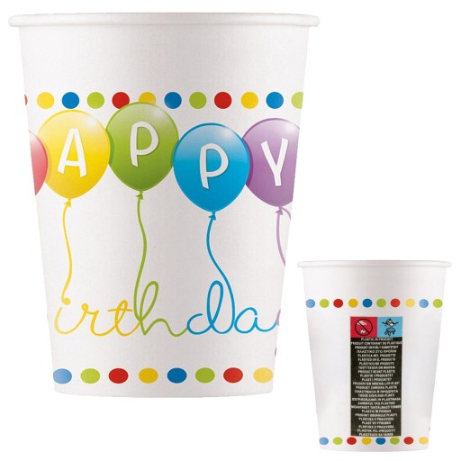 HAPPY BIRTHDAY PAPIEROVÝ POHÁR 200ml 8 ks GODAN