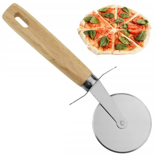 okrúhly nôž na pizzu okrúhly na REZANIE PIZZY DREVENÁ RÚČKA