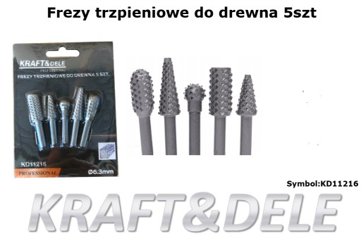 SADA FRÉZ NA DREVO 5 PRVKOV 6,3MM DRŽIAK KD11216