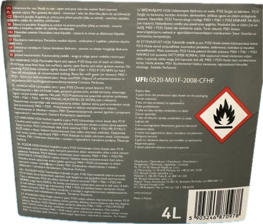 Zimná kvapalina do ostrekovačov 4L Renault Dacia 8660006367