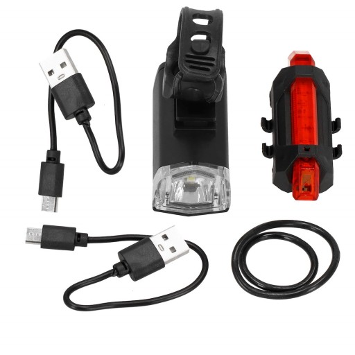 SET BICYKLOVÝCH SVIETIDIEL PREDNÉ + ZADNÉ LED USB BICYKLE LAMPA VÝKONNÉ SVETLO
