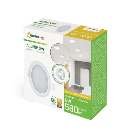 ALGINE DOWNLIGHT 6W neutrálne biele okrúhle svietidlo